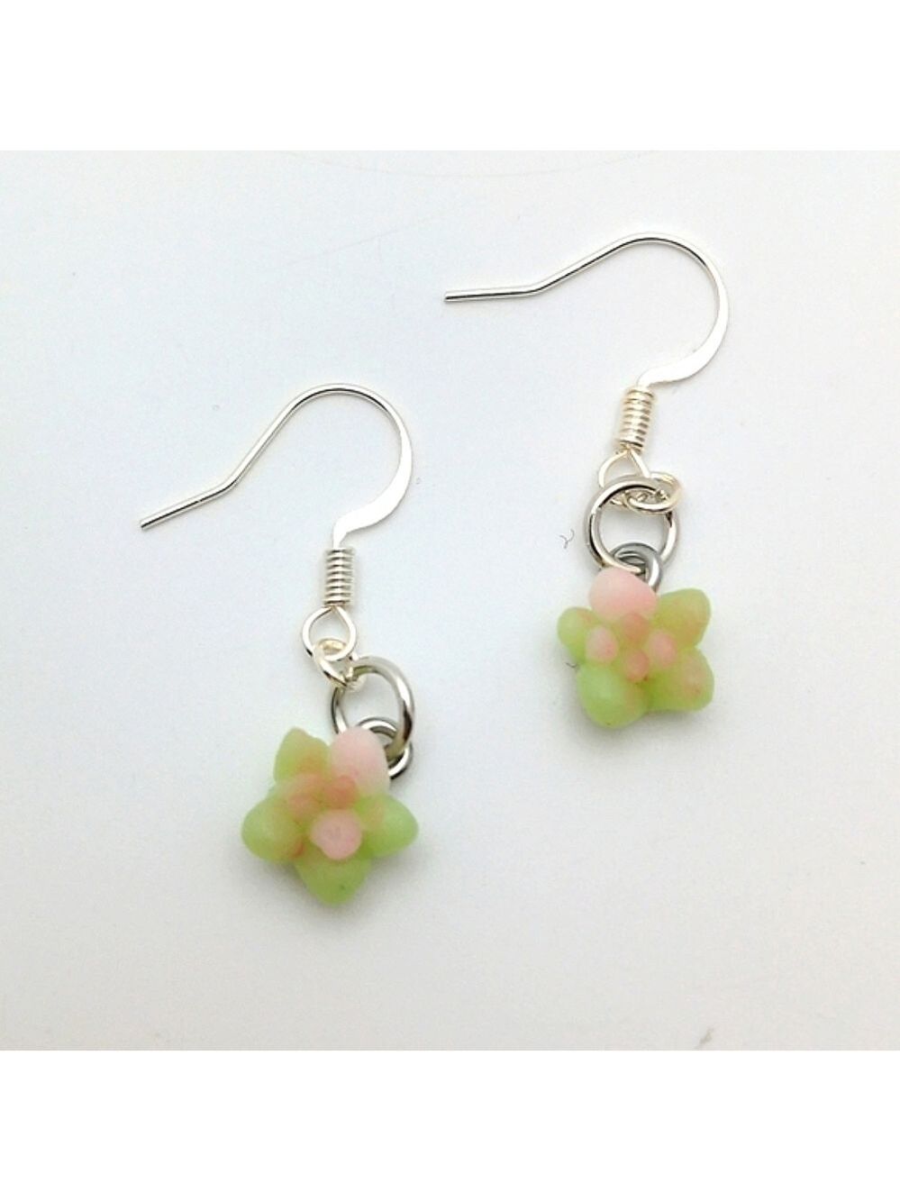 Dainty Silver Succulent Charm Earrings